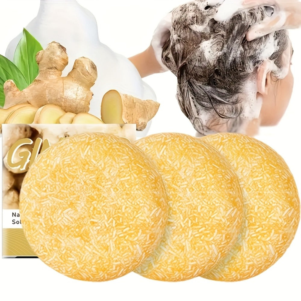 Ginger Shampoo Bar 3pcs × 60g – Natural Handmade Solid Shampoo Bar, Sulfate-Free, Paraben-Free & Vegan | Scalp Stimulating Gi