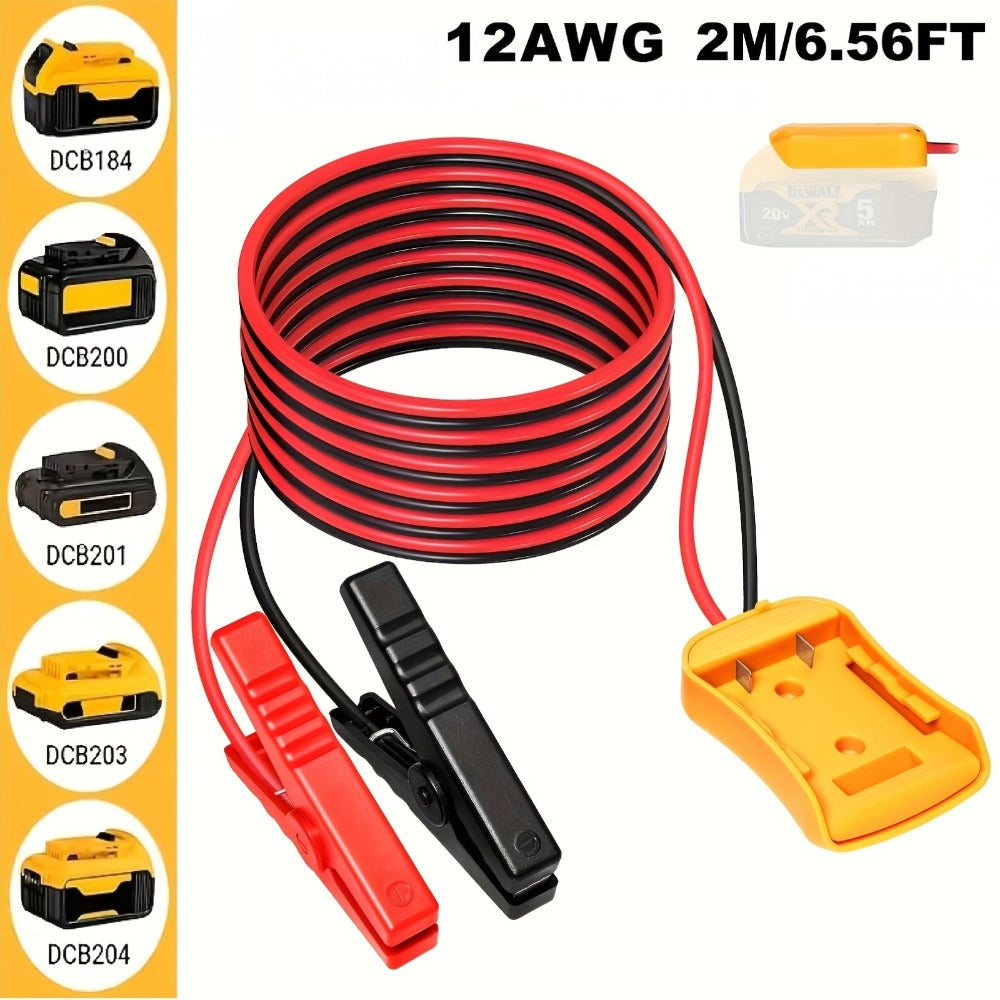 Jump Starter Cable with Adapter for DeWalt 18V 20V DCB Battery 0.98Ft & 6.56Ft Portable Car Emergency Start Kit ABS Housing —
