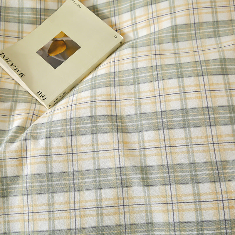 Washed Cotton Pillowcase Yarn-dyed Double-piece Types A And B Single Pillowcase