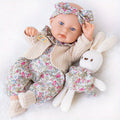 Floral Dress Baby Doll 12 Inch with Rabbit Plush Toy Gift Set, Realistic Vinyl Doll with Floral Outfit — image 1