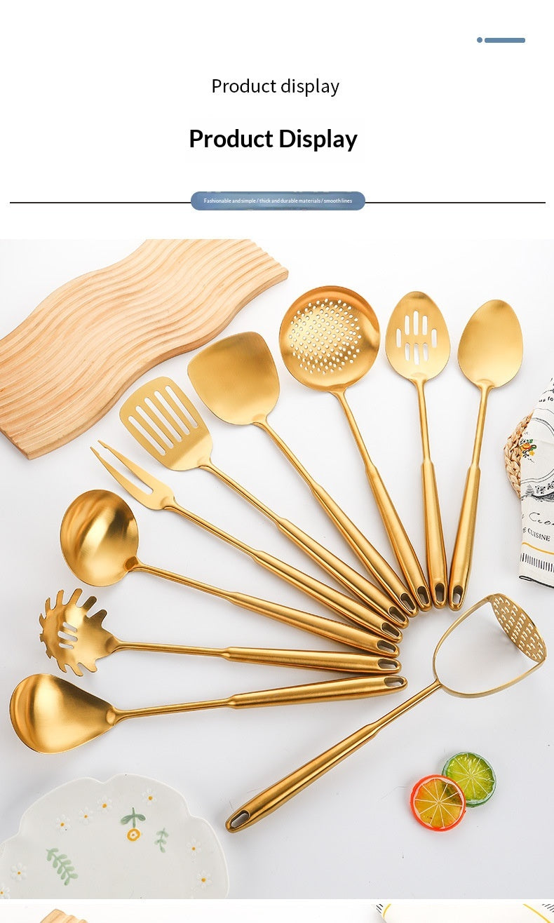 304 Gold-Plated Spatula And Strainer Set, 12-Piece Set