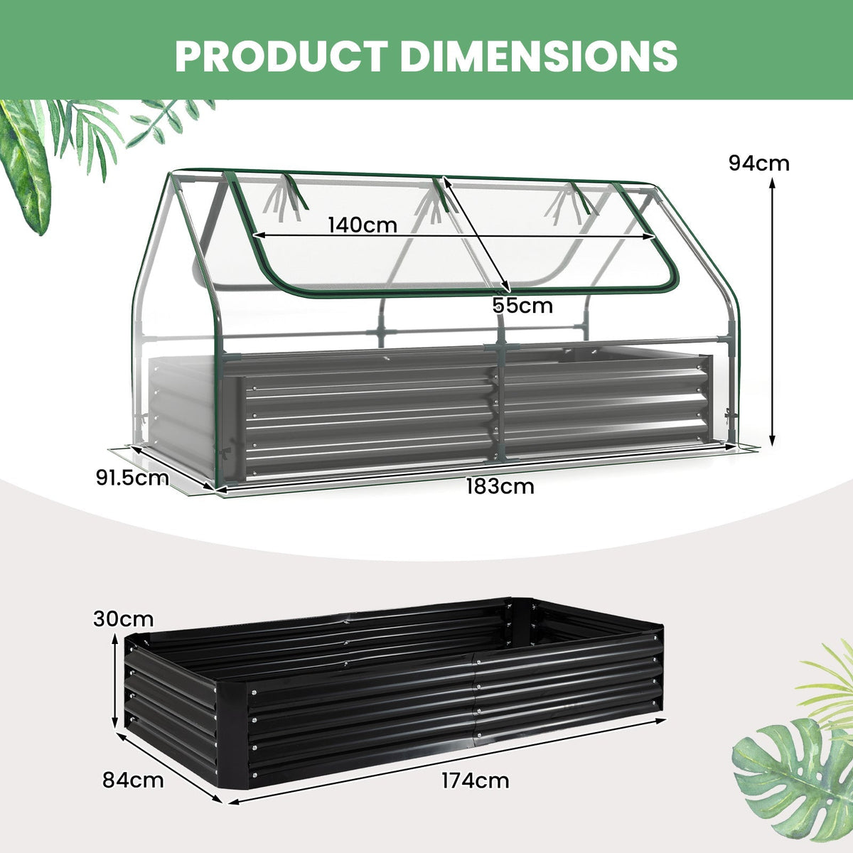 Raised Garden Bed with Greenhouse Cover 3-in-1 for Garden, Patio and Yard Use, with the Listed Configuration — image 5