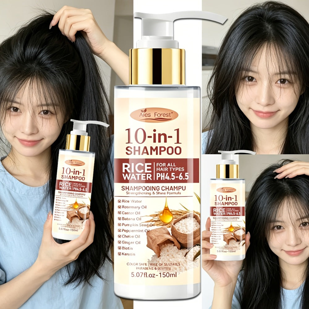Rice Water 10-in-1-Labeled Shampoo and Conditioner Duo in 150mL Pump Bottles with White-and-Gold Packaging — image 2