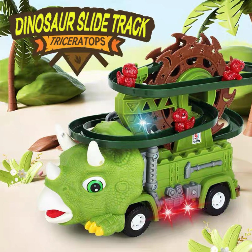Toddler Dinosaur Track Set Orbital Triceratops Electric Stair Slide Roller Coaster Toy with Music and Lights — image 5