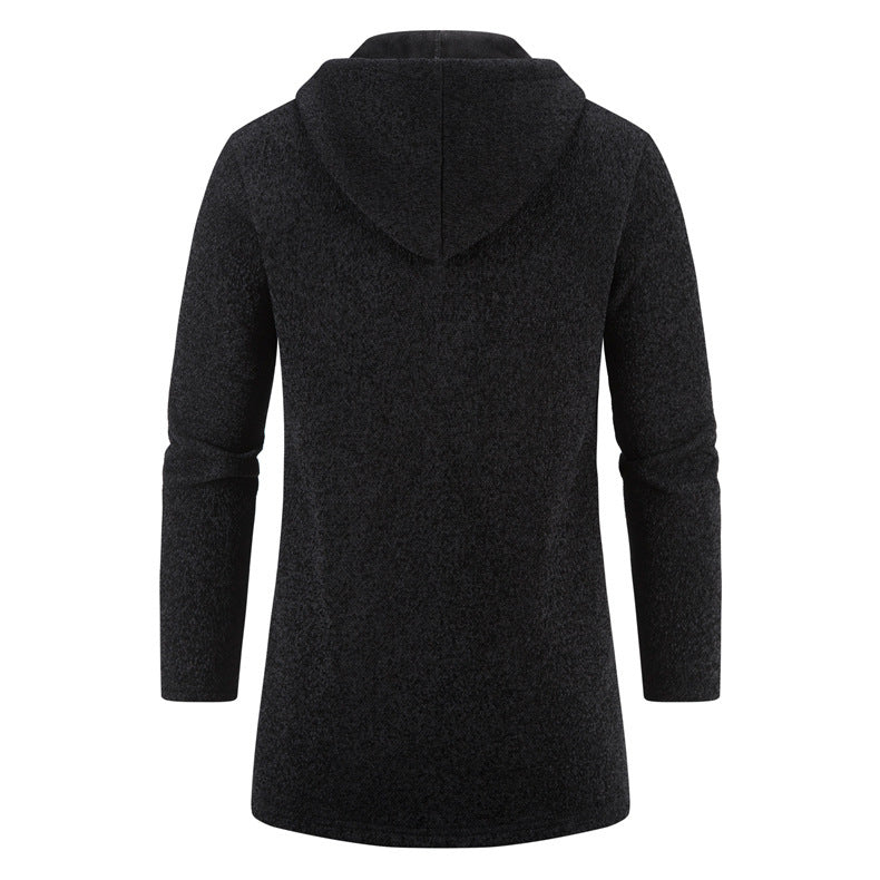 Men's Solid Color Casual Hooded Sweater Zipper Cardigan