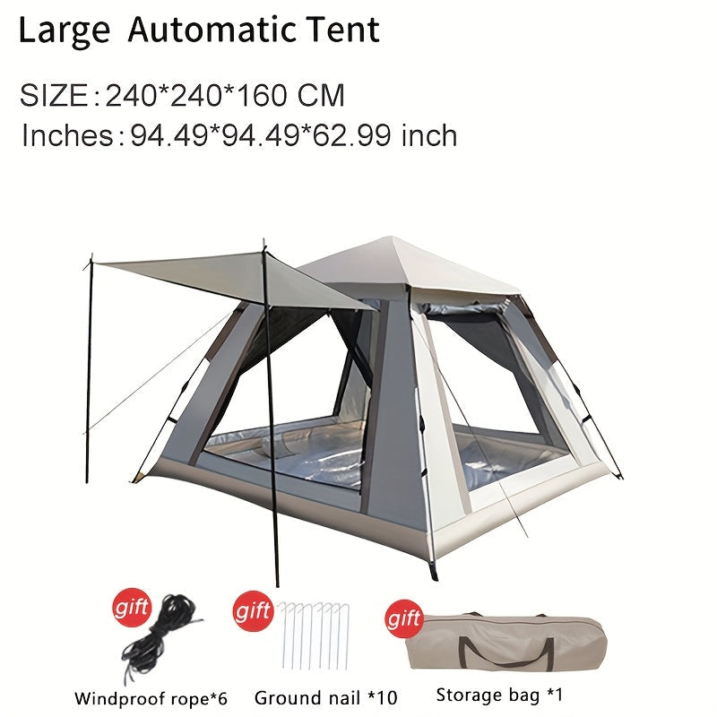 Camping Tent 4-6 Person Automatic White Shelter with Four-Sided Ventilation and Zipper Entry — image 7