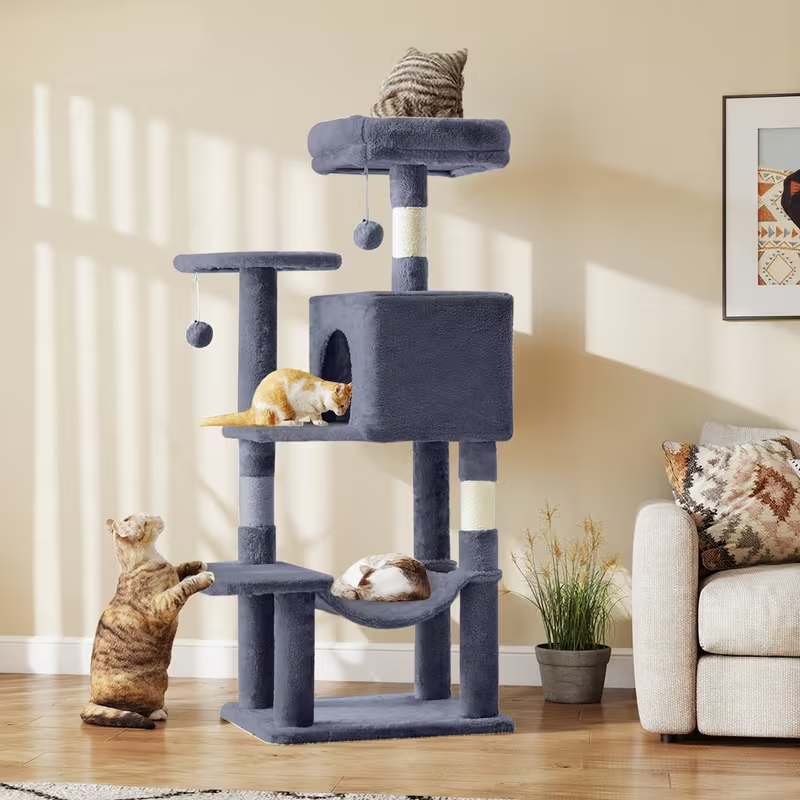 Multi-Level 44in Cat Tower with Enclosed Condo, Hammock, Round Platforms and Sisal-Wrapped Posts — image 27