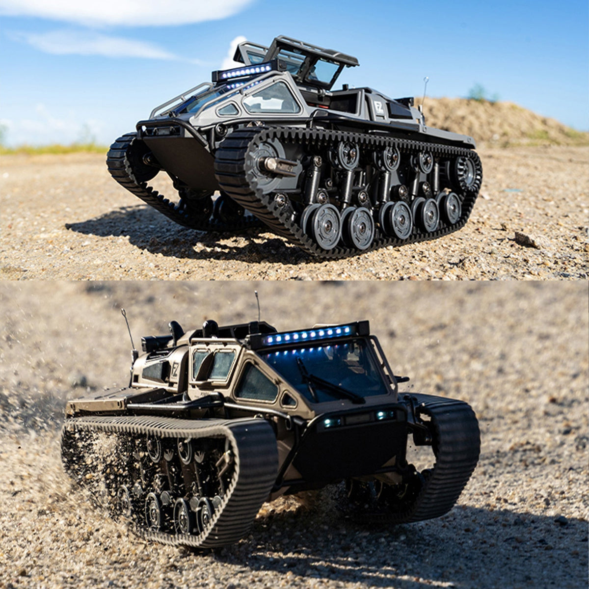 Full-Proportional RC Tracked Tank with LED Lights, Alloy Door Open Military War Vehicle Off-Road Remote Control Tank for Kids