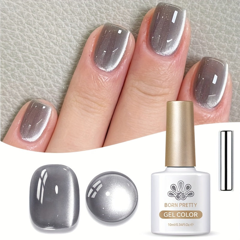 10ml BORN PRETTY MY78 Cat Eye Gel Polish in Smoky Ash Gray with Magnetic Tool and UV/LED Curing Label — image 12