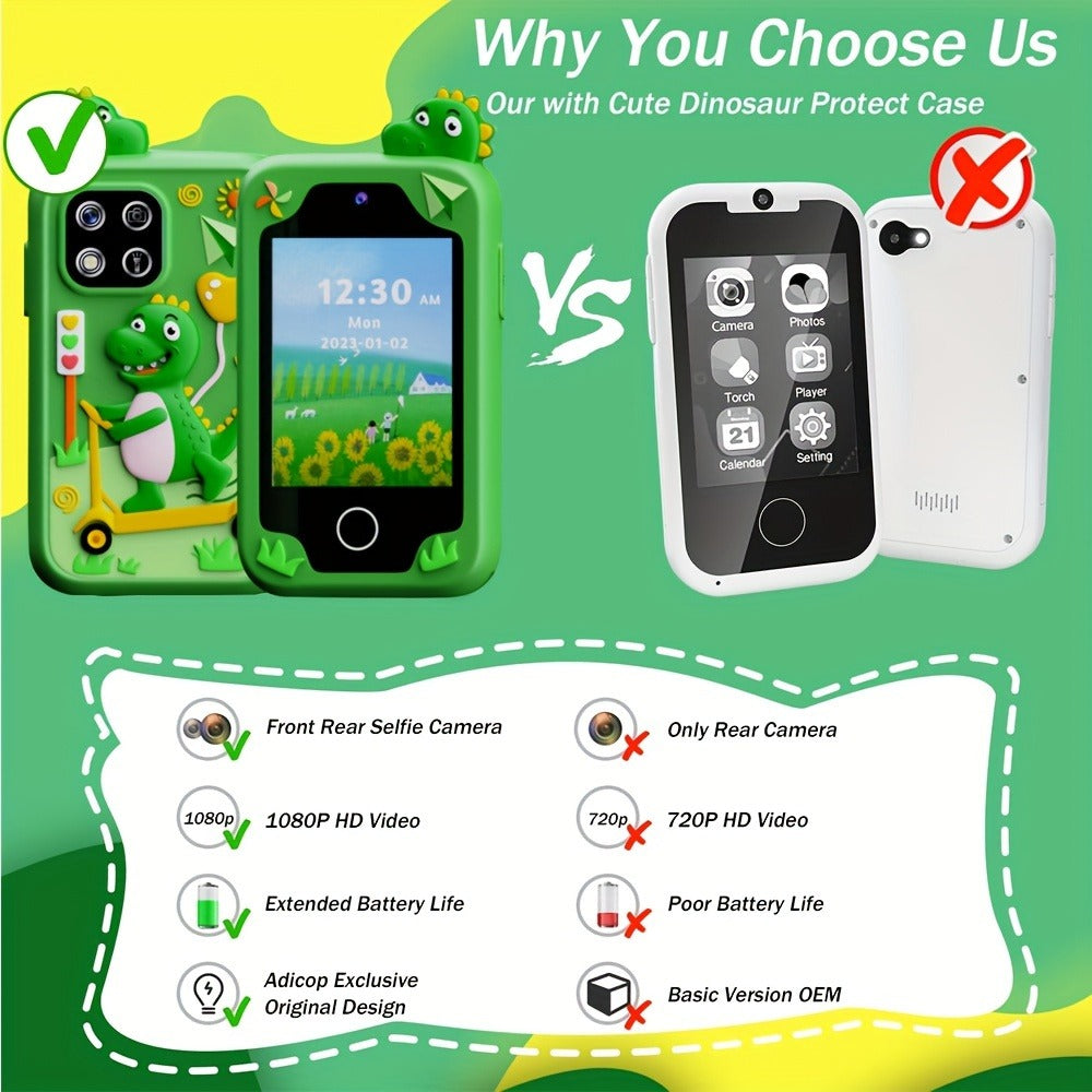 Kids Dinosaur Toy Phone with 8GB, HD Touchscreen & Dual Camera, Educational Travel Toy Cell Phone for Boys & Girls — image 5
