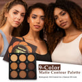Matte Contour Palette 9 Colors Face Contouring Bronzer Kit Deep Brown Tones Buildable Blendable Multi-Use Professional Sculpt