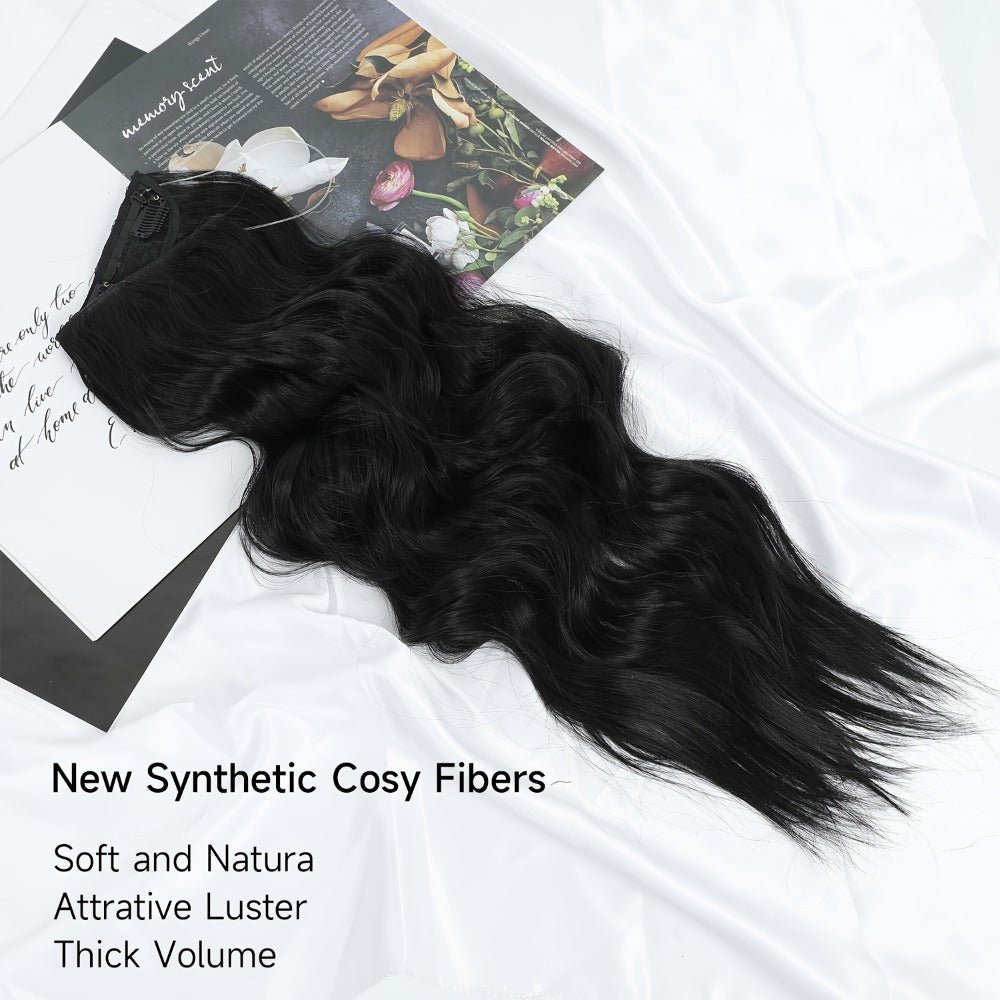Invisible Wire Hair Extensions 22 Inch for Women – Transparent Fish Line 4 Clips Long Wavy Hairpiece for Thin Fine Hair — ima