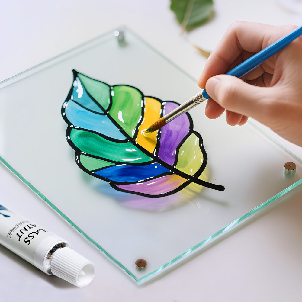 Stained Glass Painting Kit 12 Colors Acrylic Paint Set with 3 Brushes, Window Glass Paint for Wine Glasses Ceramic Mugs — ima