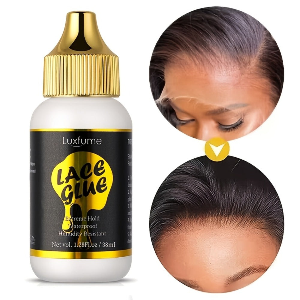 Wig Glue Latex Free 1.28oz Lace Front Traceless Sweat Rain Resistant All Day Wear Sensitive for Home, Travel and Salon Hair S