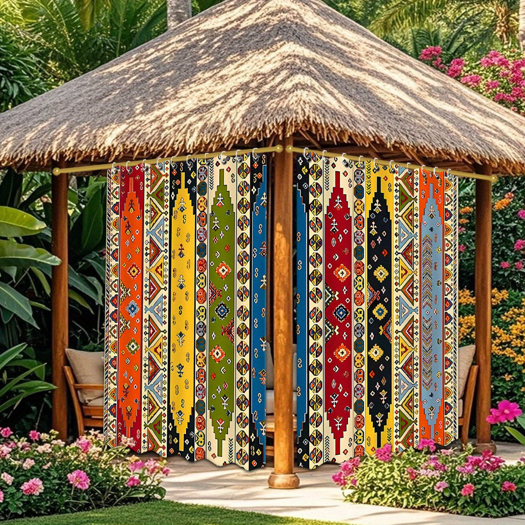 Boho Pattern Outdoor Curtain Pair in 180 cm Width with 180, 213 or 243 cm Length Options for Patio Use — image 3