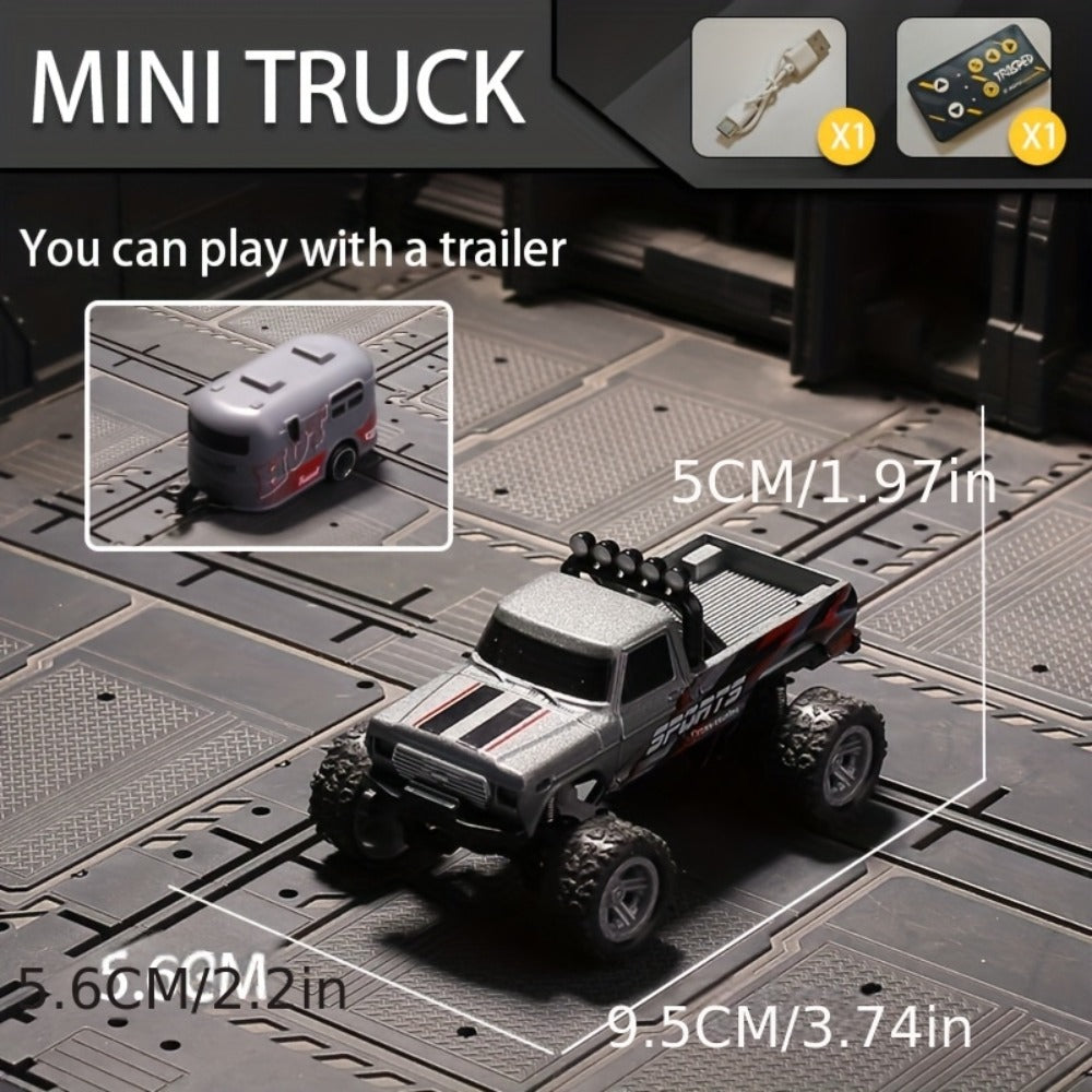 1:64 Scale Mini RC Car Alloy Off-Road Truck with Shock Absorbers – Pocket-Sized Remote Control Car for Boys Ages 6 7 8 9 10 —