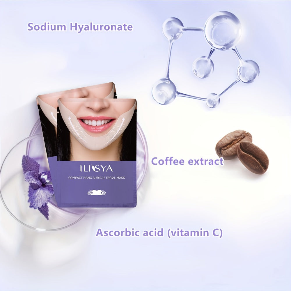 V-Line Face Mask 7 Pieces Hydrogel Chin Lifting & Jawline Contouring – Collagen, Hyaluronic Acid & Coffee Extract Firming Tig