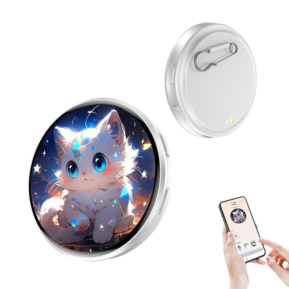 Electronic Anime Badge with Display Screen, Dynamic Touch, High Frame Rate, 600mAh Battery, Bluetooth 6.0 & USB Magnetic Char