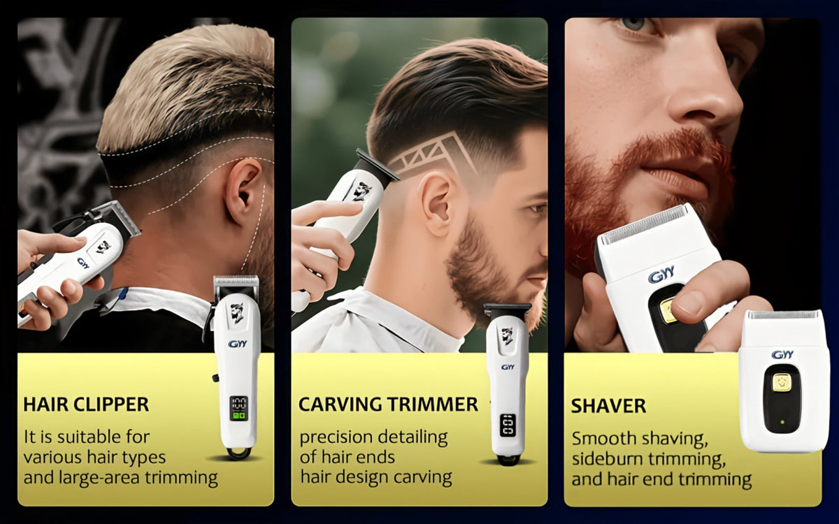 Hair Clipper Kit with Scissors for Home & Salon – Professional Stainless Steel Blade, Digital Display, USB Rechargeable Hair 