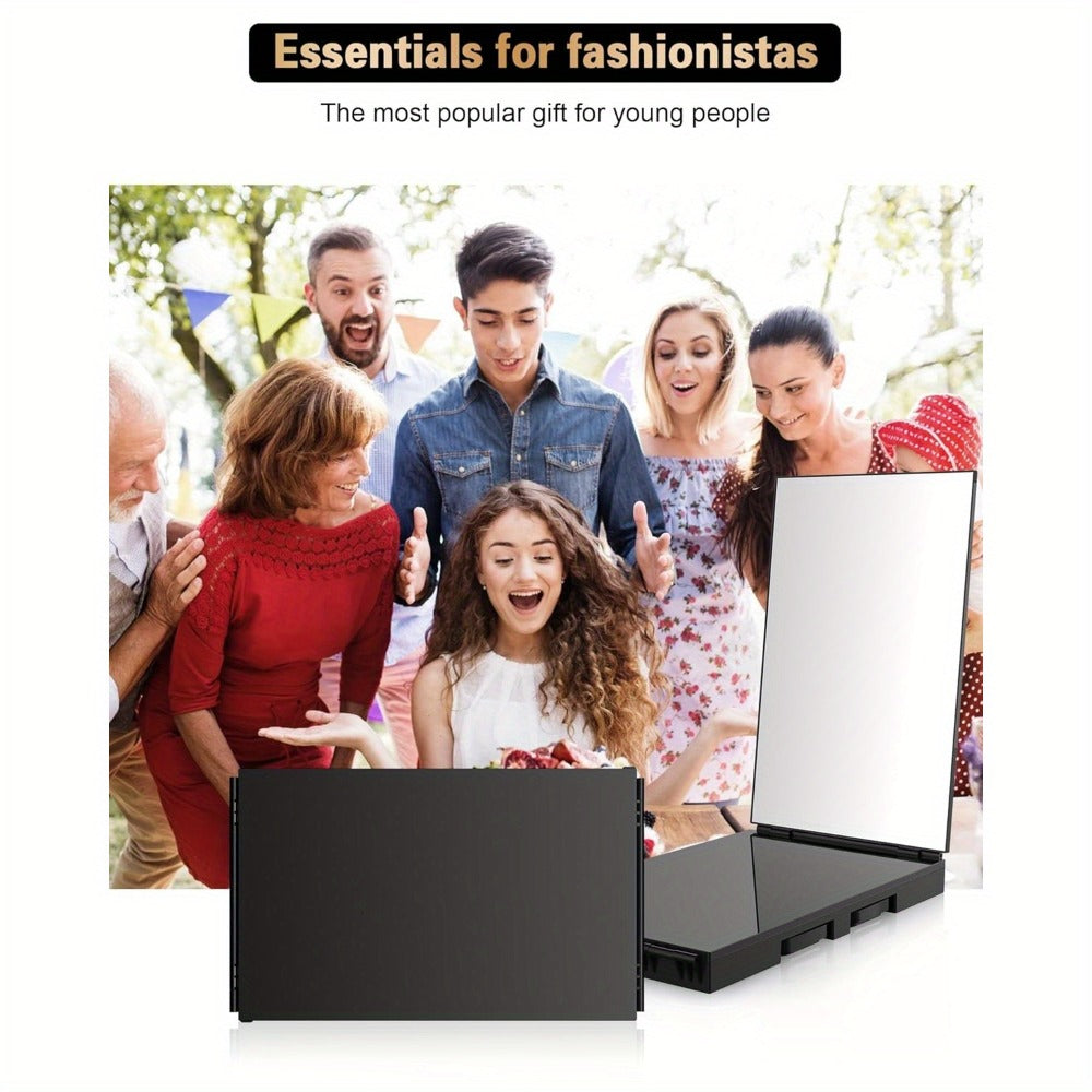 3 Way Mirror for Self Hair Cutting, 360° View Hair Cut Mirror to See Back of Head Height-Adjustable Hook Door Wall Table Moun