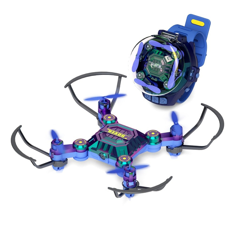 Watch-Controlled Mini RC Drone with Two Rechargeable Batteries in Blue, Green or Black for Indoor Flight — image 9