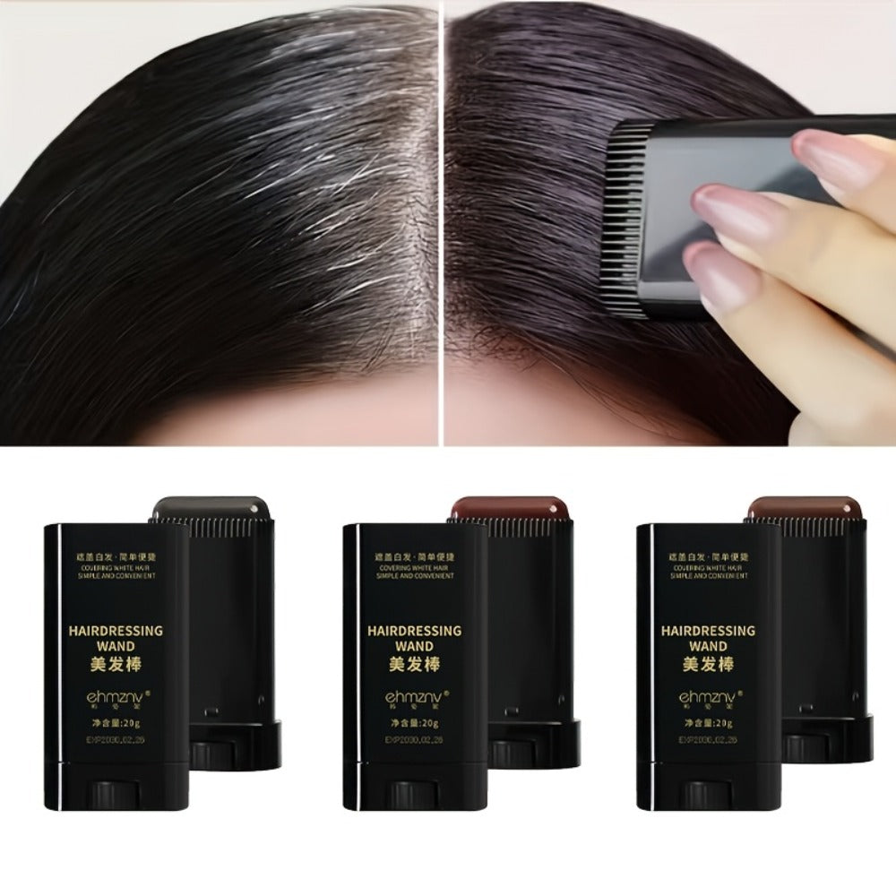 Gray Root Coverage Hair Color Stick with Comb – Waterproof Sweat-Resistant Instant Root Touch Up, Plant-Based Squalane Formul