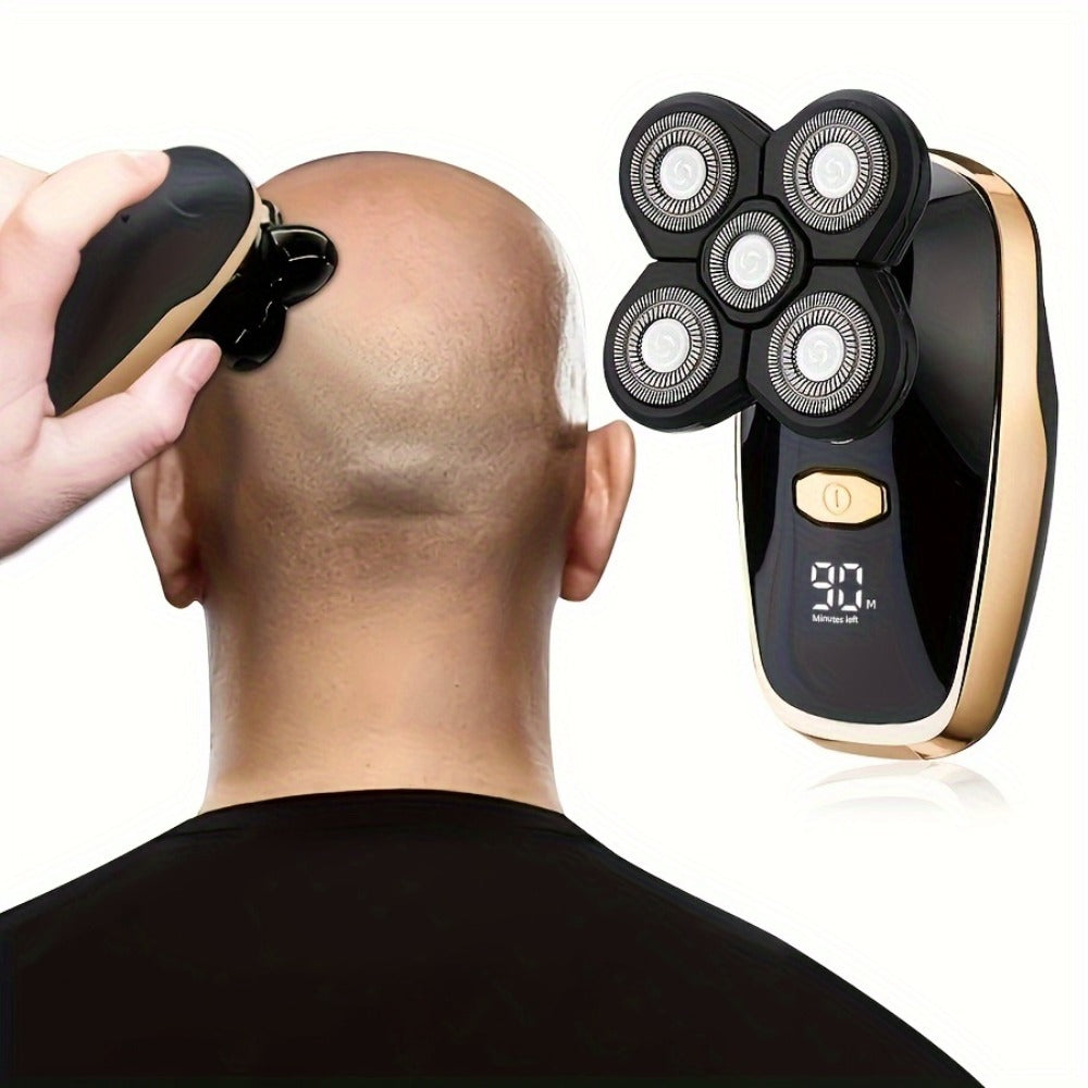 Electric Shaver 5-in-1 Grooming Kit with Nose Trimmer, Hair Clipper, Facial Brush, USB Charging and Display — image 3