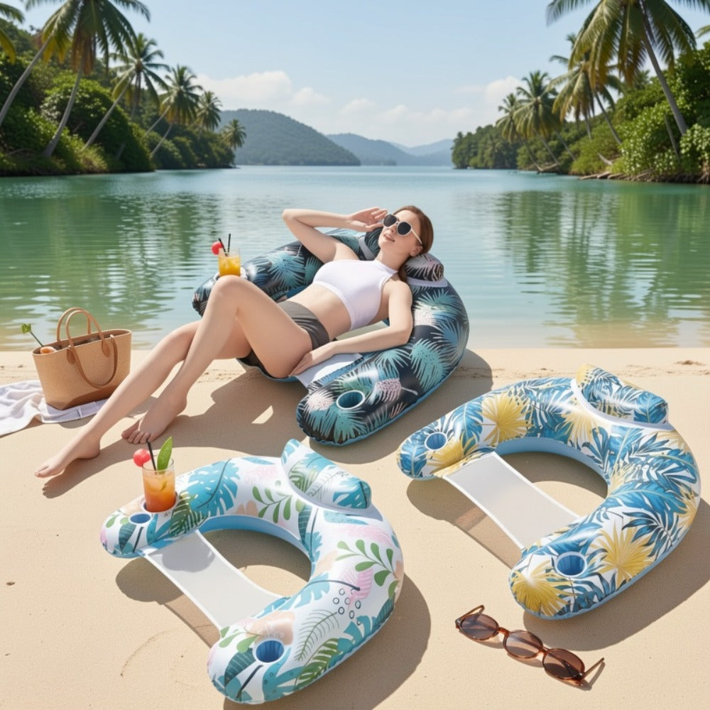 Pool Float, Striped Inflatable for Adults Heavy-Duty PVC Raft Lounge Chair, Leak-Proof Design for Lake River Ocean Beach — im