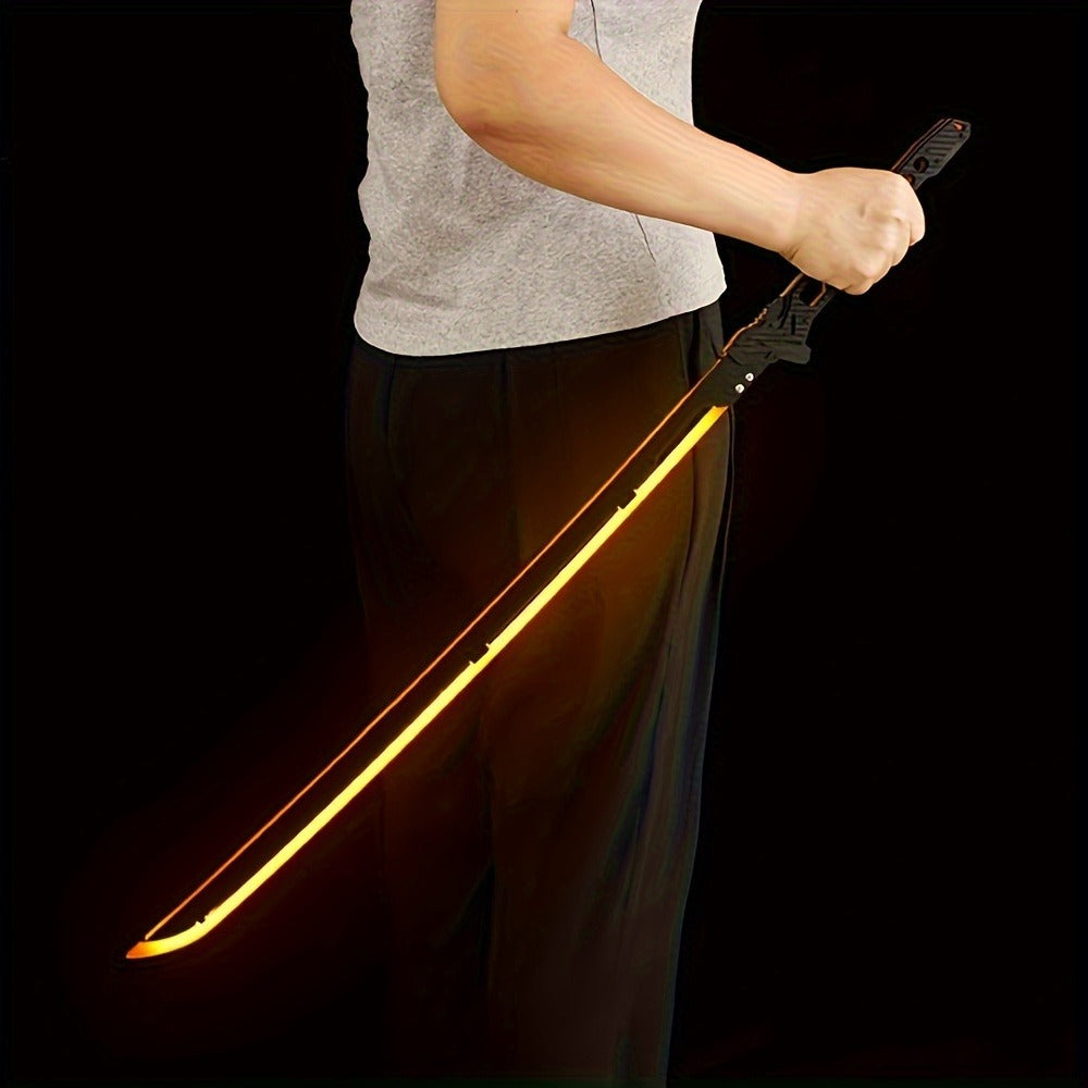 LED Samurai Sword Cyberpunk Glowing Katana 80cm, Acrylic Light-Up Blade for Halloween Costume Party Cosplay Sci-Fi Anime Prop