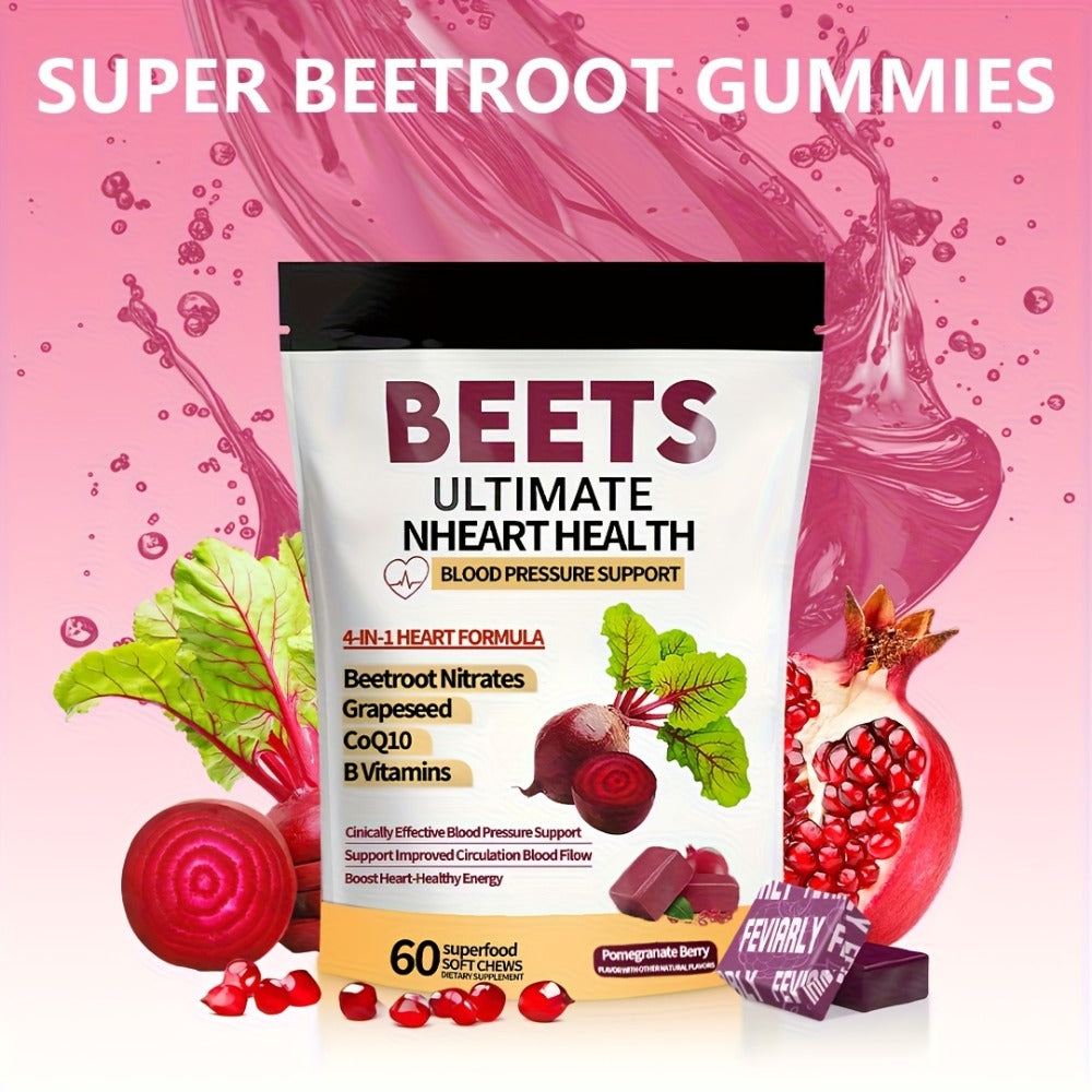 Super Beet Chewable Gummies with CoQ10 Grape Seed Extract & B Vitamins for Bath Time, Home Spa and Personal Care — image 4