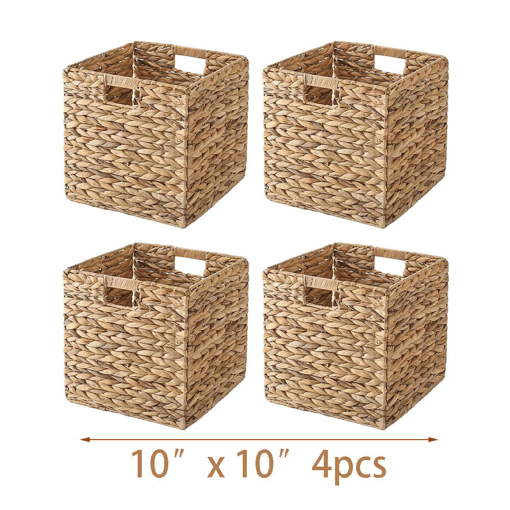 Water Hyacinth Storage Baskets with Seagrass and Paper Rope Options in 2- or 4-Pack Cube Sizes — image 4