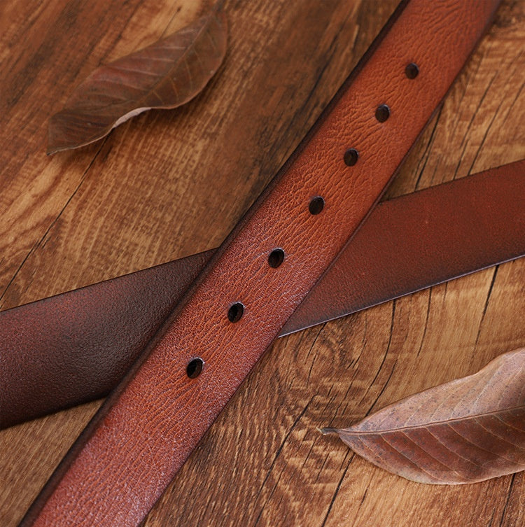 Men's Alloy Pin-buckle Belt With Top-layer Cowhidenew Casual Style