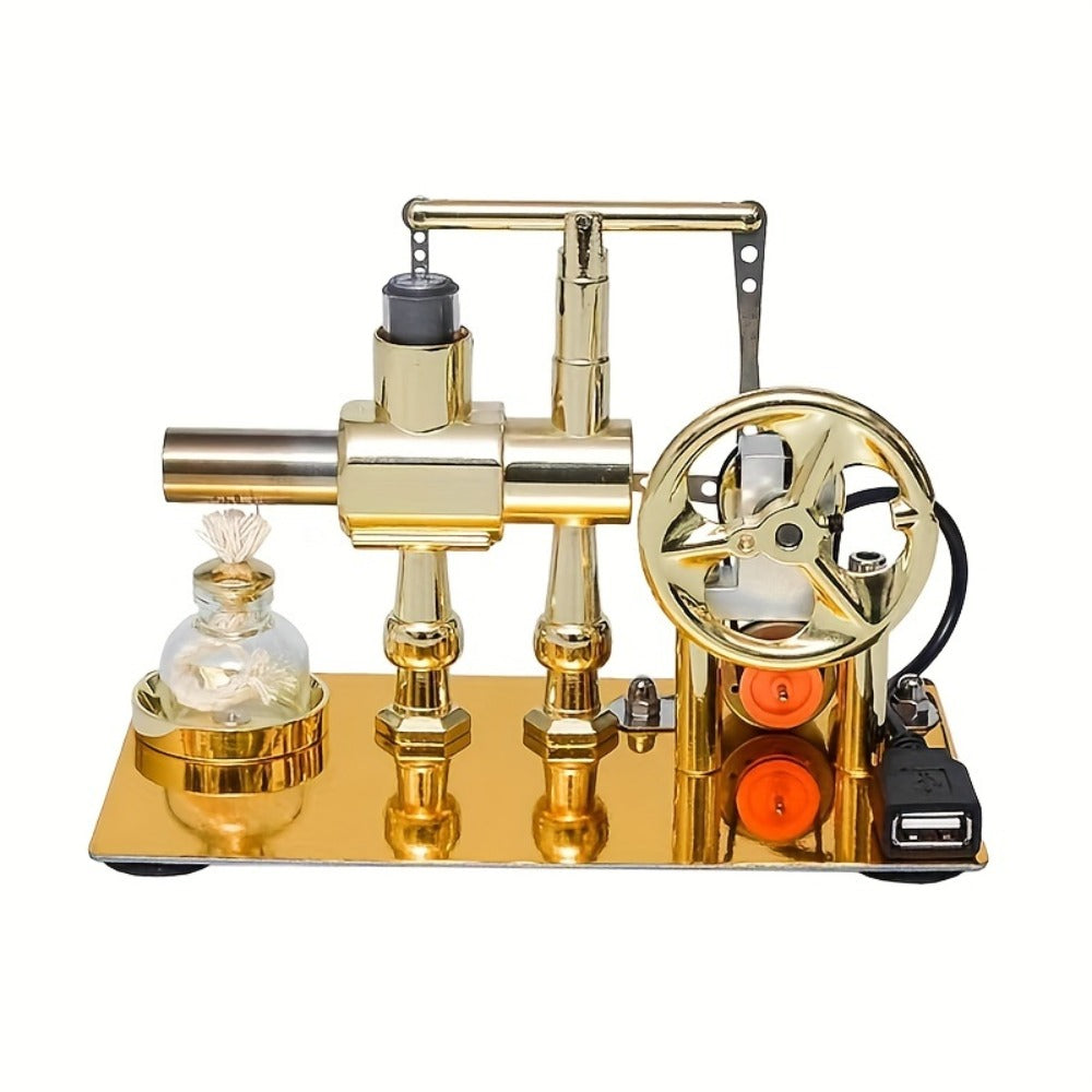 Stirling Engine Generator Kit Single Cylinder Stainless Steel, Real Working Heat Engine Model Generates Electricity — image 1