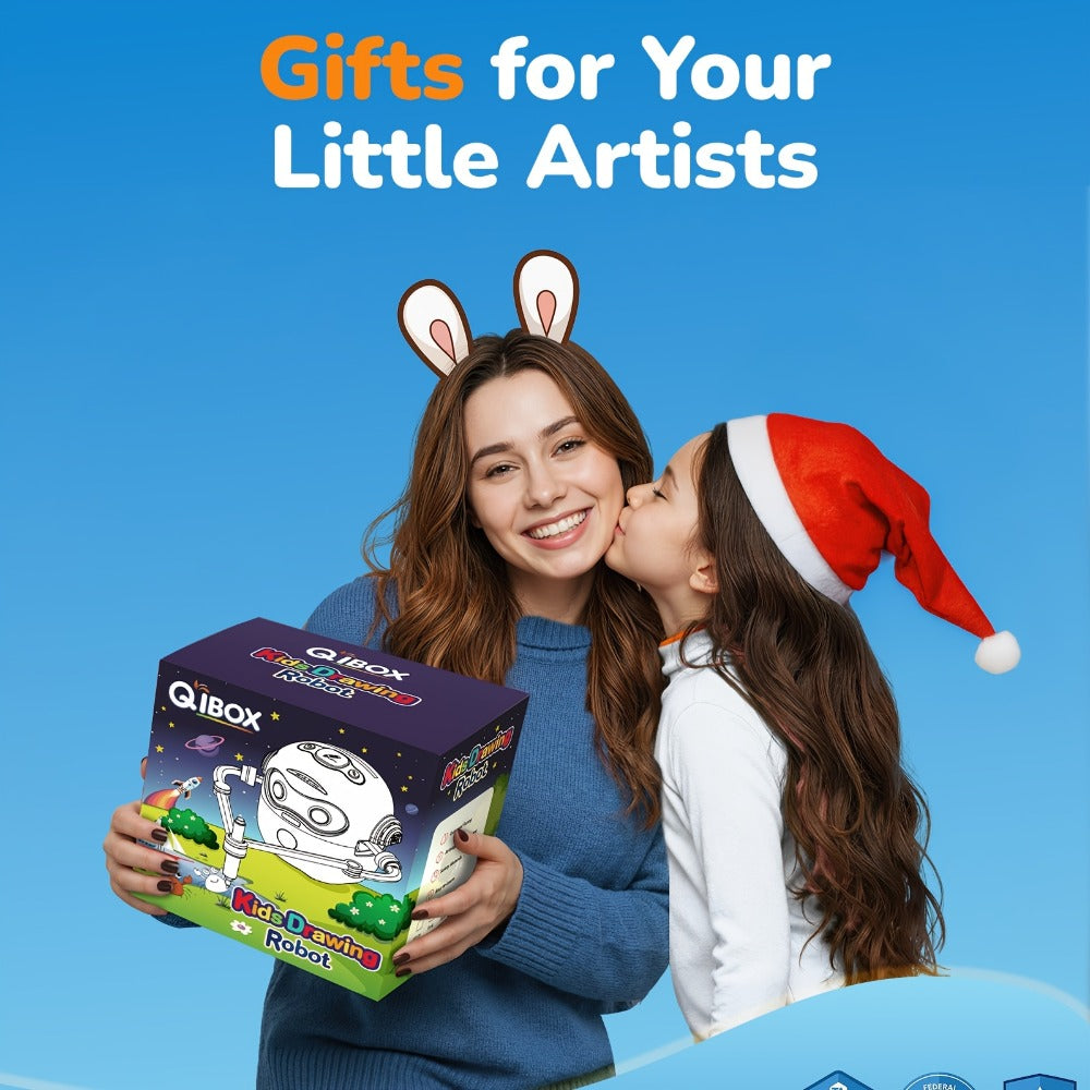 Drawing Robot for Kids Ages 3-8, Rechargeable 4-in-1 Interactive Learning Machine with 100 Drawing Cards & Color Pens — image