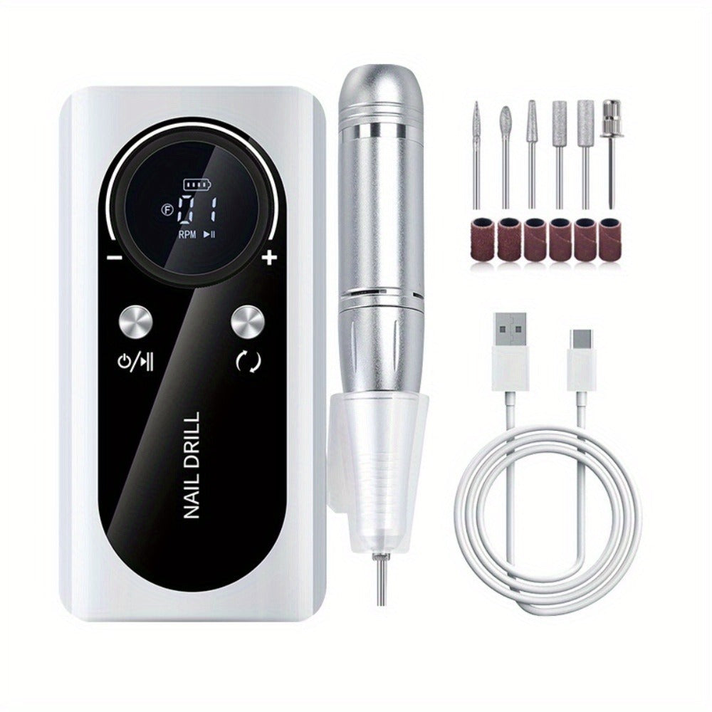 Electric Nail Drill 45000 RPM Cordless Kit with LCD Display and V2 Pink, White or Purple Options — image 5