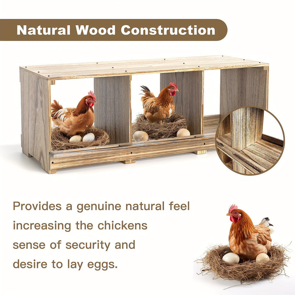 Chicken Nesting Box Wall Mount 4 Compartment Easy Egg Collection — image 6
