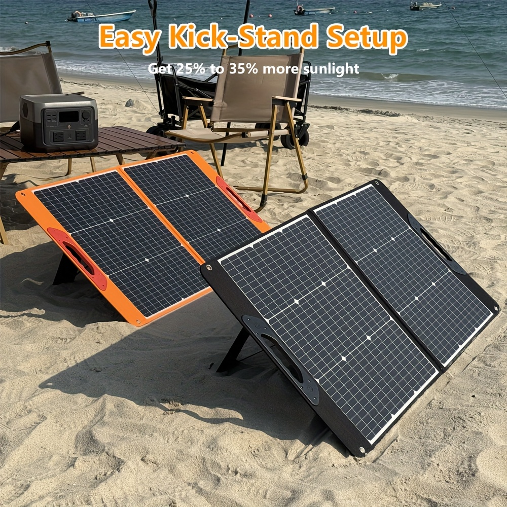 Foldable Solar Panel 200W 23.5% High Efficiency 20V Portable with 2 Brackets Solar Cable for Camping RV for Garden, Patio and