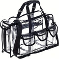 Stadium Approved Clear PVC Tote Bag Extra Large Transparent Shoulder Bag 3 External Pockets Adjustable Straps Waterproof for 