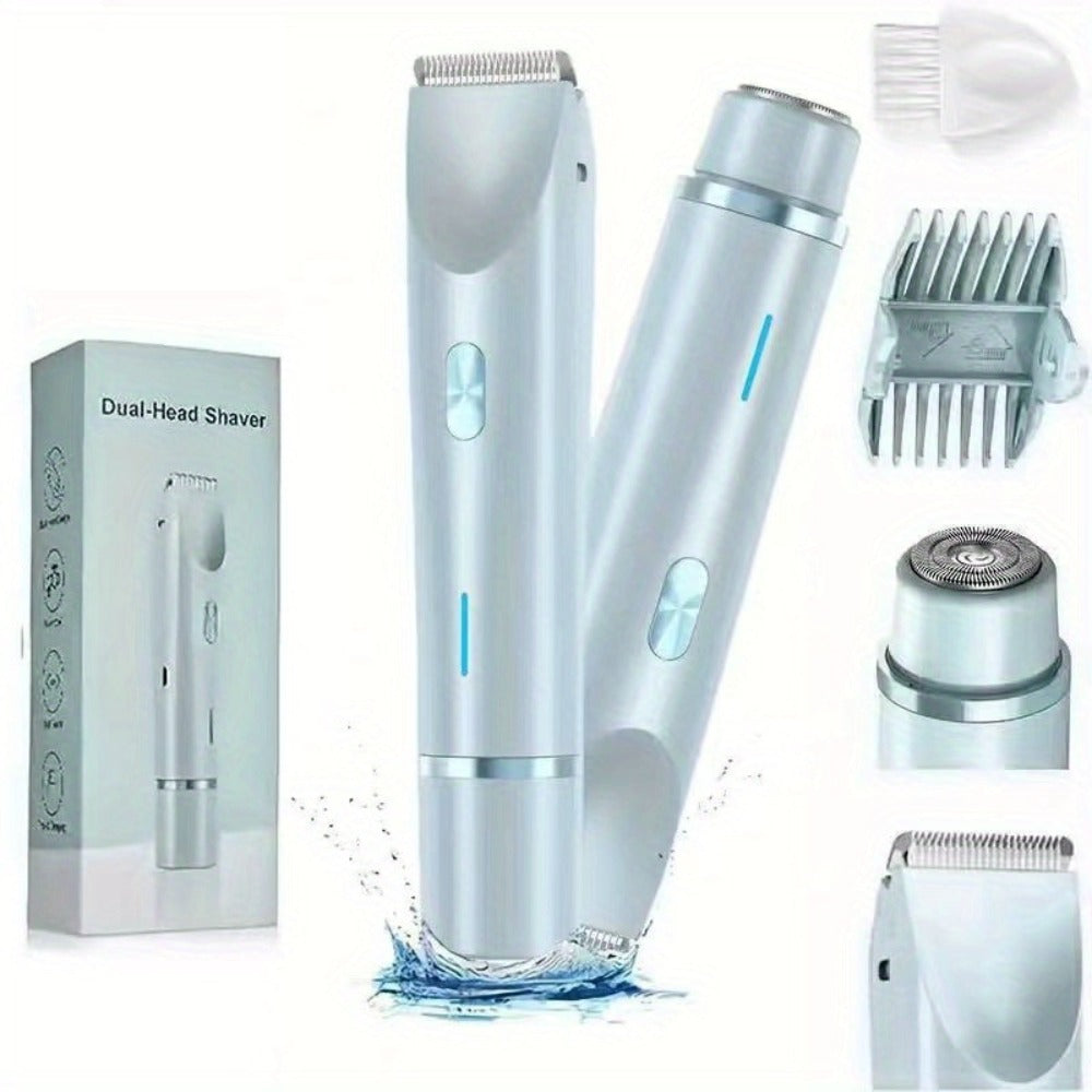 Bikini Trimmer Electric 2-in-1 Rechargeable Dual-Head Face Shaver for Women – Stainless Steel Blade USB Cordless Hair Remover