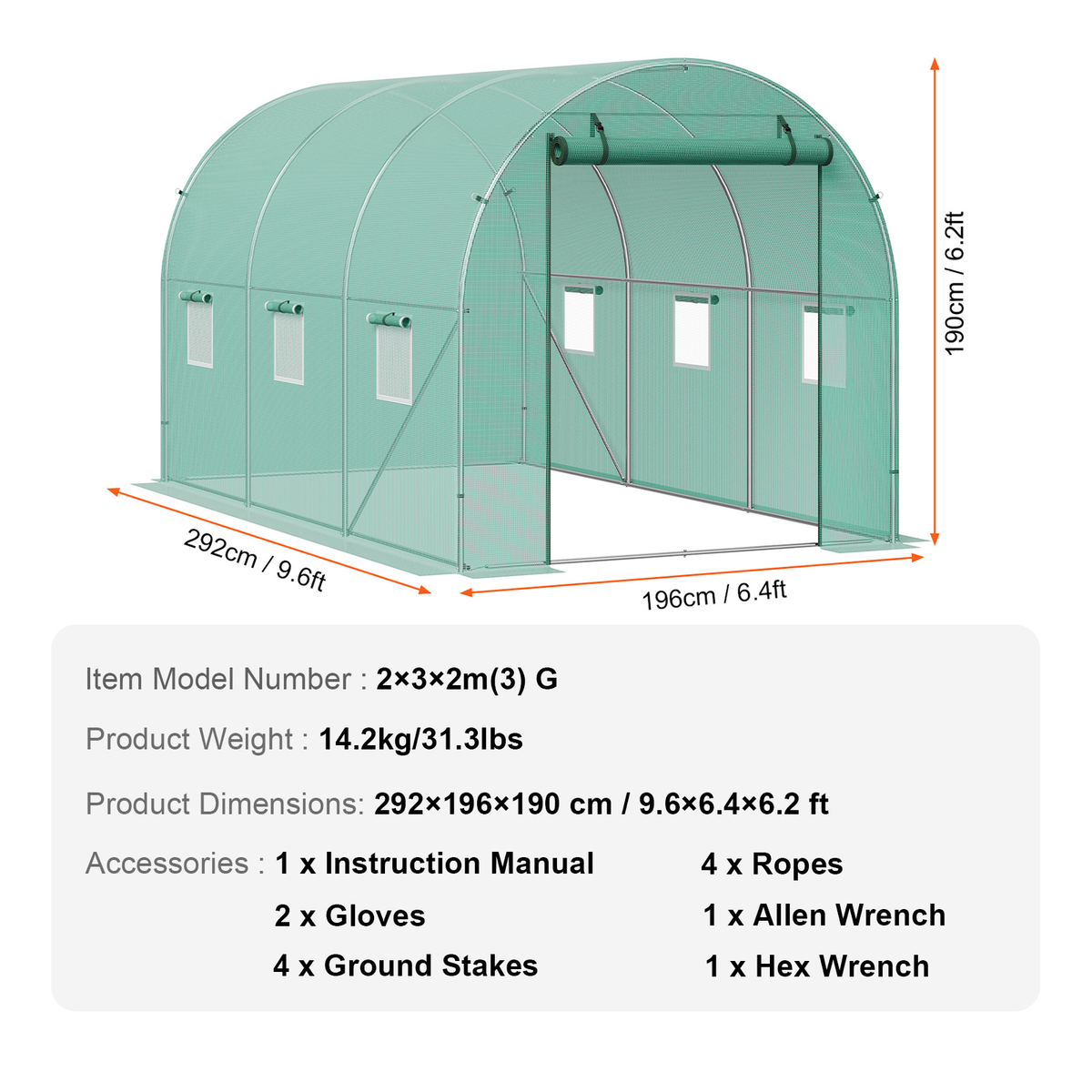 10- to 20-Foot Tunnel Greenhouse with Green Cover, Roll-Up Door and Size-Specific Vent Windows — image 10