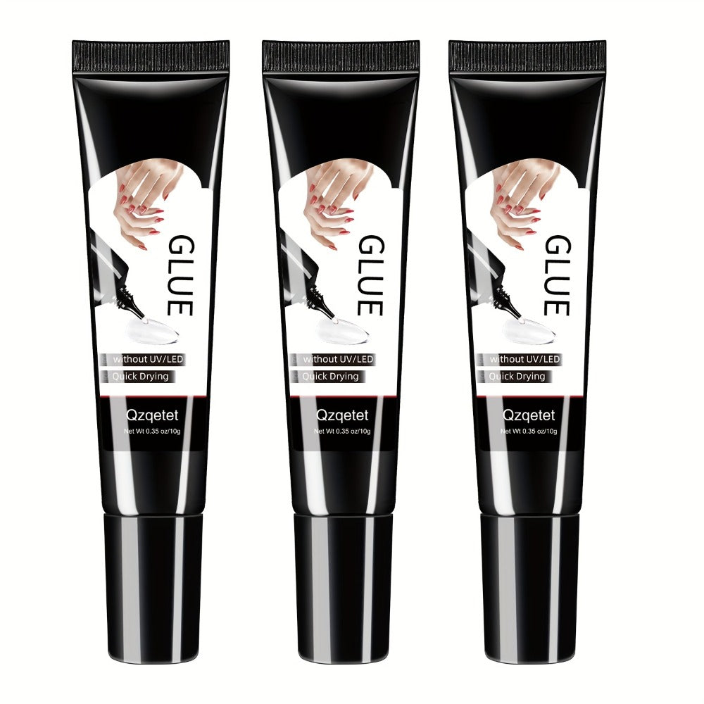 Semi Solid Nail Glue Gel for Press On Nails in a Quick Dry Waterproof 3 Pack of 10g Each — image 1