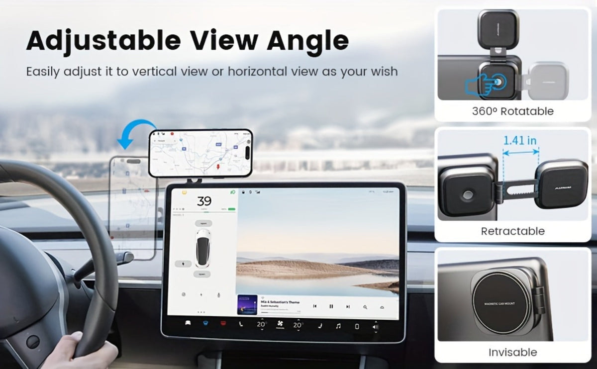 Foldable Magnetic Car Phone Mount for Pictured Model 3 or Model Y Center-Screen Installation — image 9