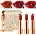 Matte Lipstick Gift Set 3 Pack Velvet Waterproof Long-Lasting Anti-Fading Intense Pigment Full Coverage Lip Color with Elegan