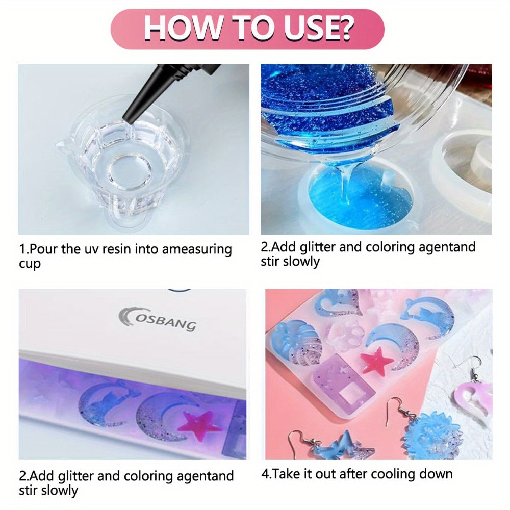 Crystal Clear UV Resin 500g or 1000g, Hard Gloss Fast Low Odor UV Epoxy Resin for Jewelry Making Keychains Pendants Resin Art