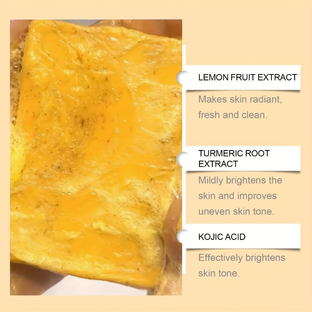 Turmeric and Kojic Acid Bar Soap, 12-Pack of 100g Bars with Lemon and Honey Labels plus Bubble Net — image 3