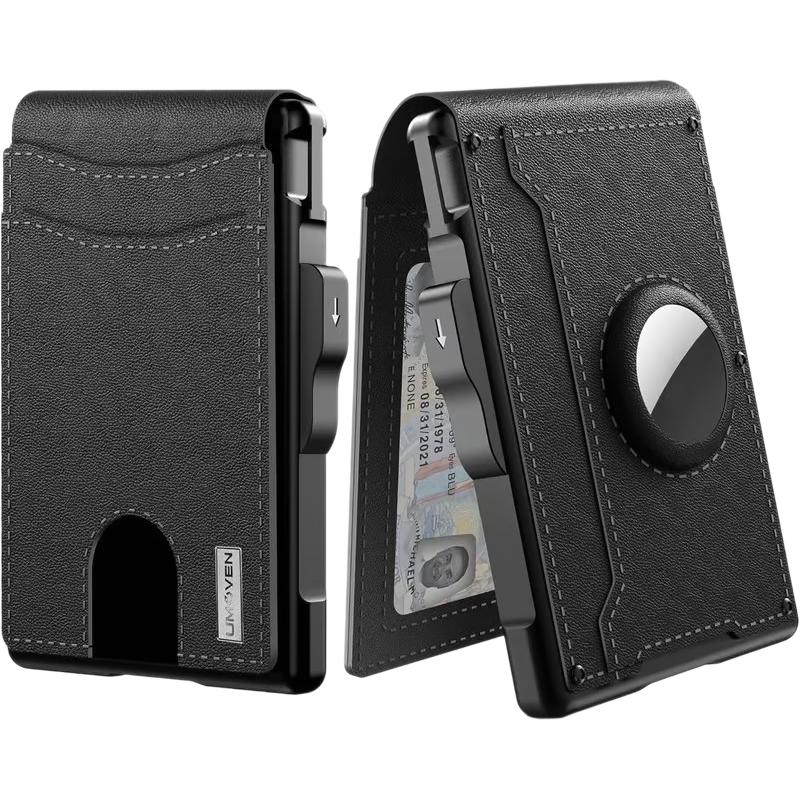 Wallet Men's Card Holder Large Capacity Flip Carbon Fiber Metal Cartridge