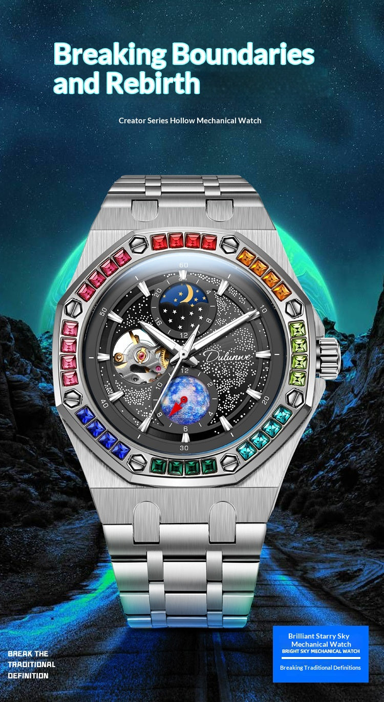 Waterproof Luminous Mechanical Watch For Men Starry Sky Series
