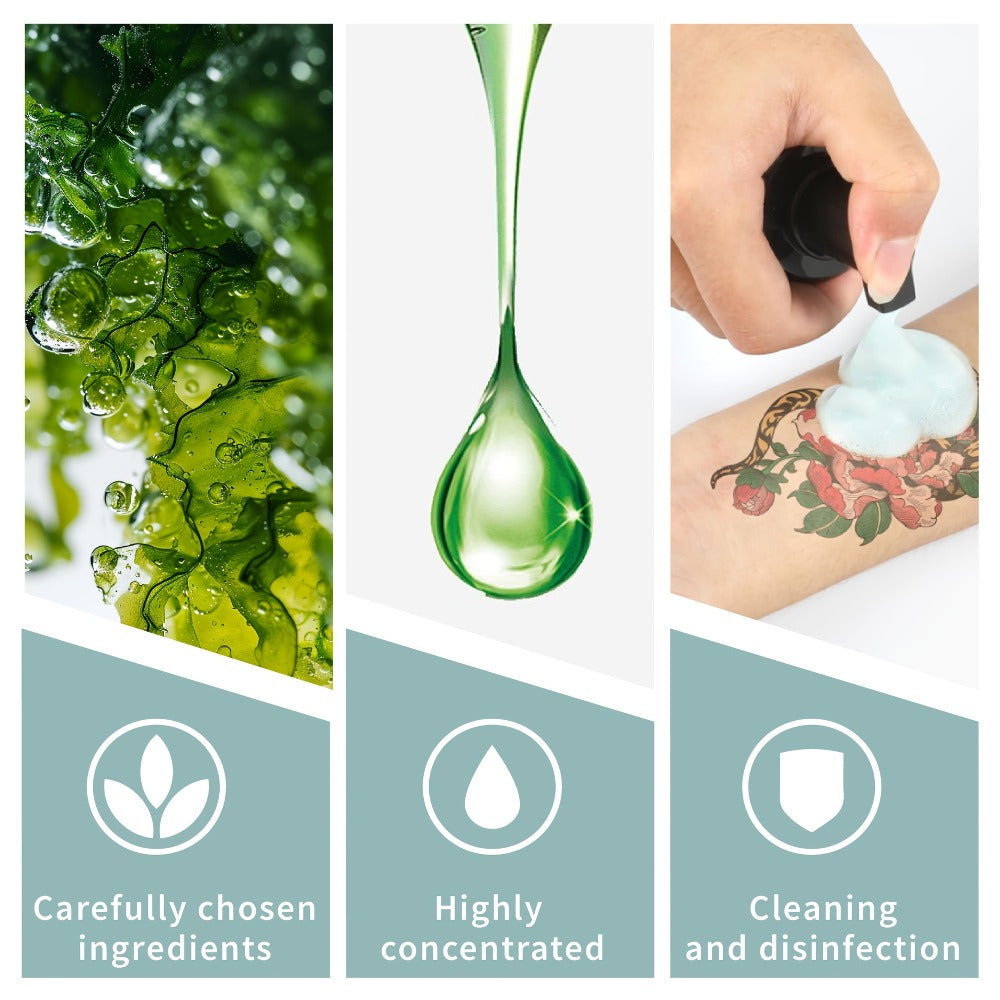 Tattoo Green Soap Cleaning Kit Neebol 8.5oz Concentrated Soap Squeeze Bottle Moisturizing Balm Cream Lint-Free Wipes Complete