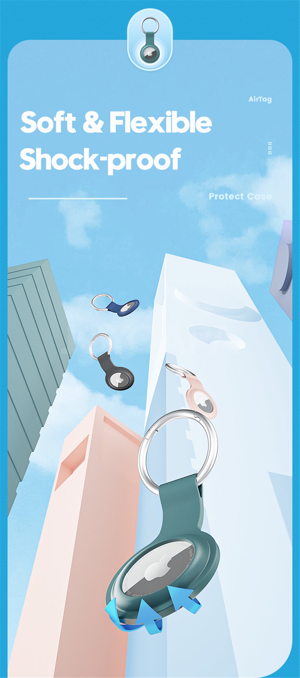 Suitable For Airtag Locator Tracker Anti-lost Keychain Waterproof Silicone Protective Case