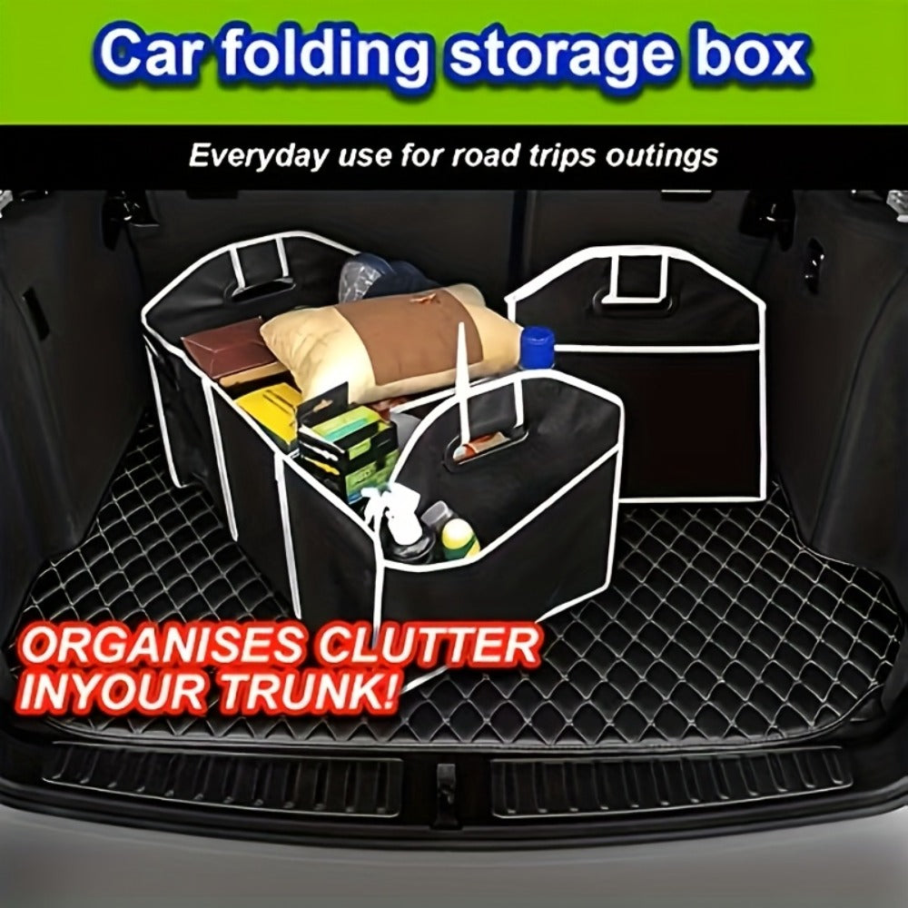 Car Trunk Organizer, Foldable 3-Compartment Black Storage Bin with Carry Handles and 1- or 2-Piece Options — image 4